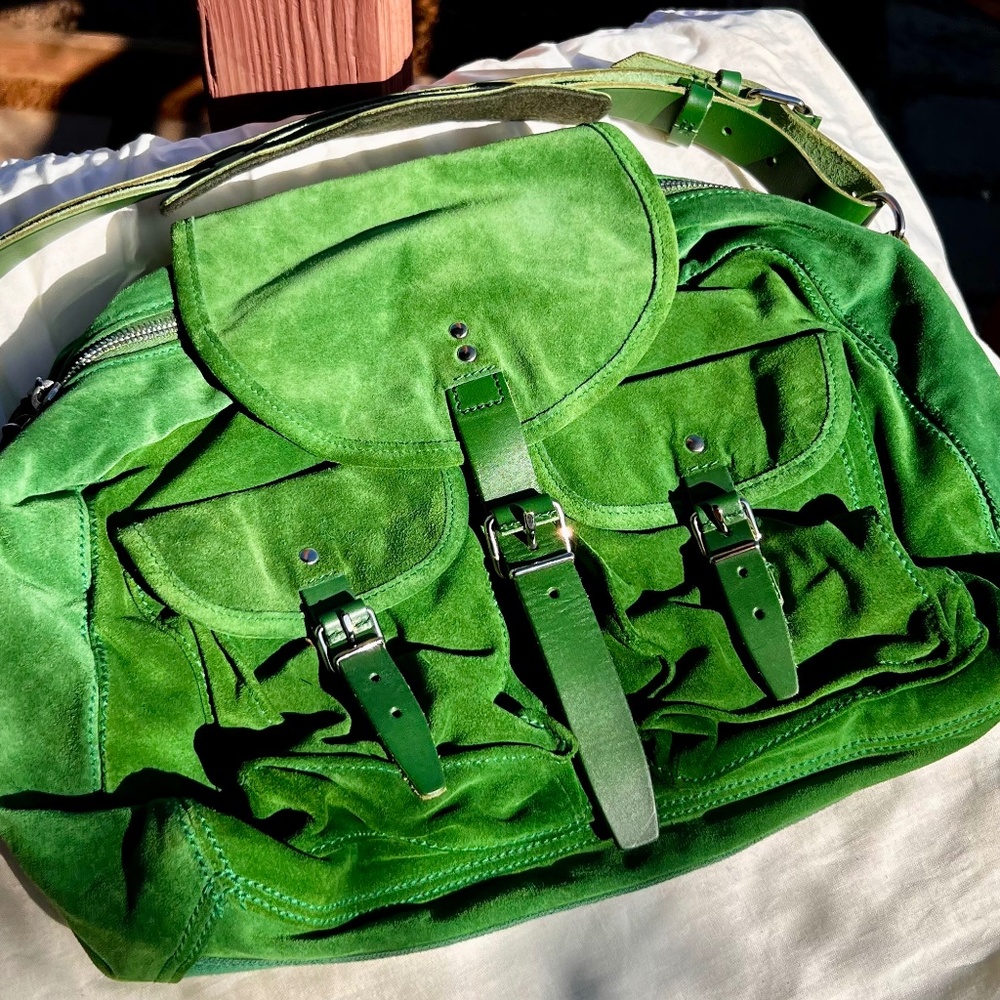 Balenciaga Suede Cargo Bag in Spring Green!